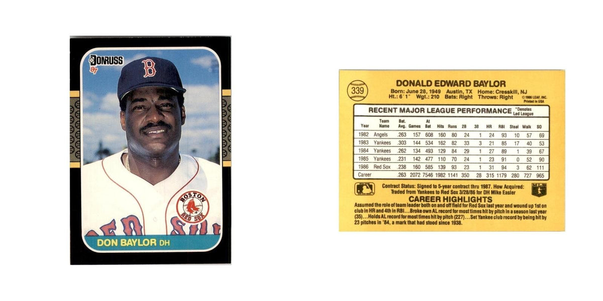 1987 Donruss Don Baylor Baseball Cards #339