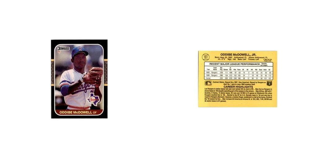1987 Donruss Oddibe McDowell Baseball Cards #161