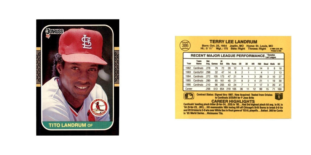 1987 Donruss Tito Landrum Baseball Cards #386