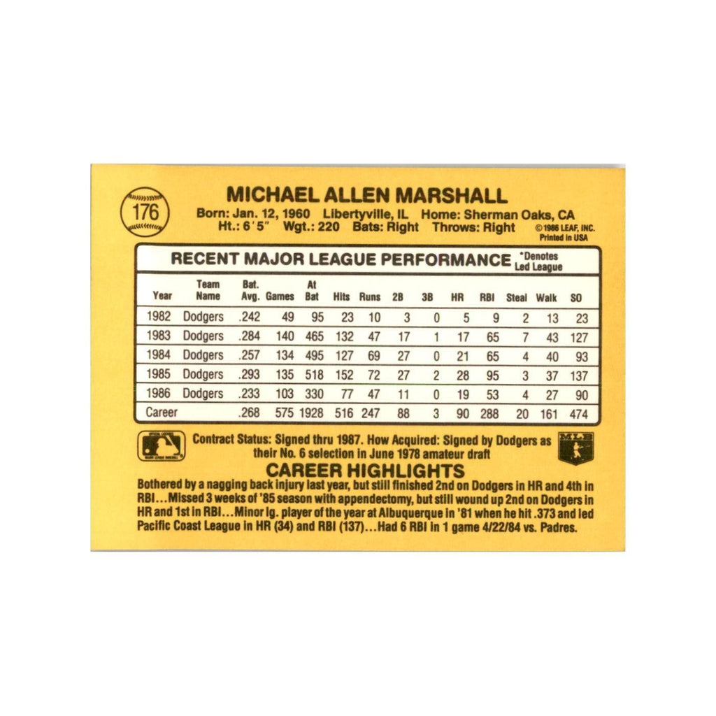 1987 Donruss Mike Marshall Baseball Cards #176