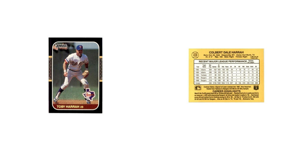 1987 Donruss Toby Harrah Baseball Cards #408