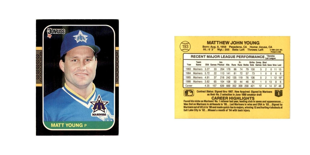 1987 Donruss Matt Young Baseball Cards #193