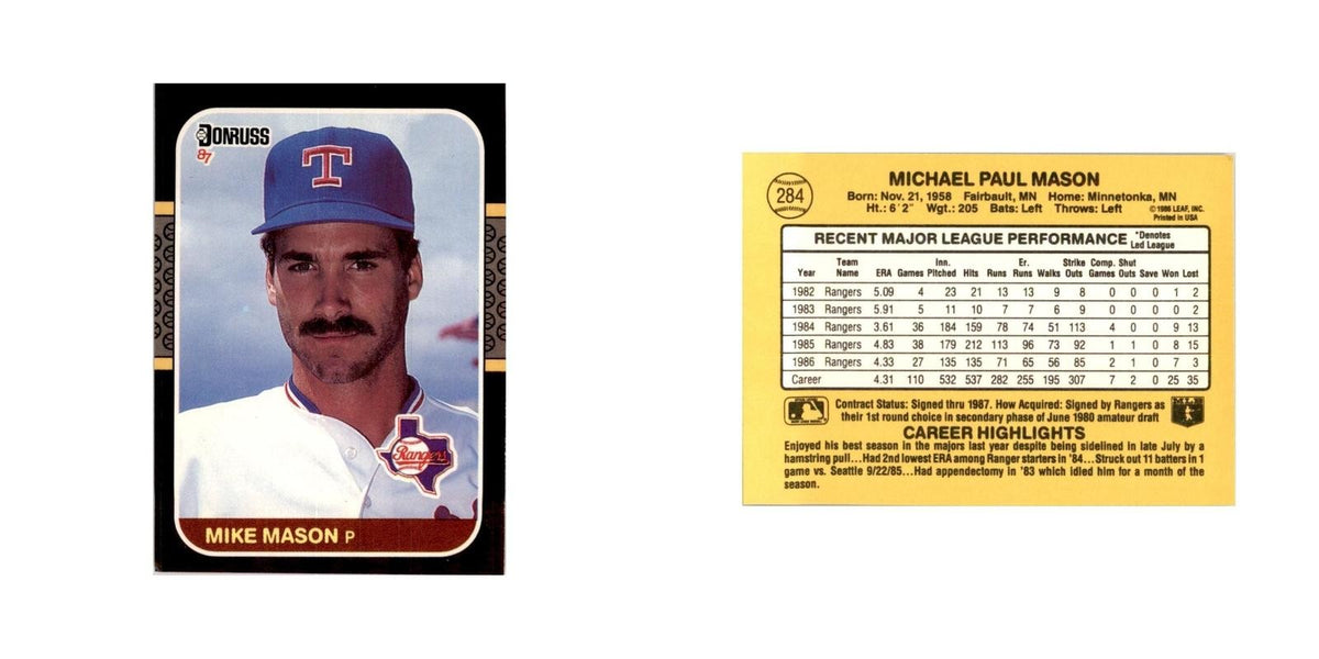 1987 Donruss Mike Mason Baseball Cards #284