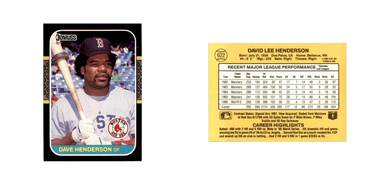 1987 Donruss Dave Henderson Baseball Cards #622