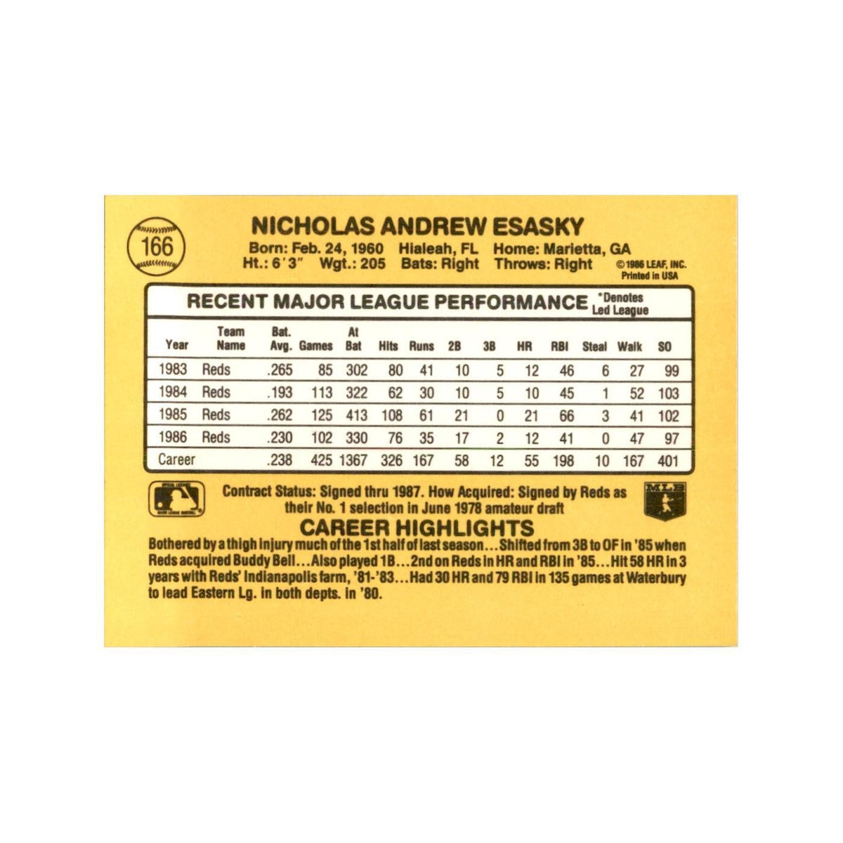 1987 Donruss Nick Esasky Baseball Cards #166