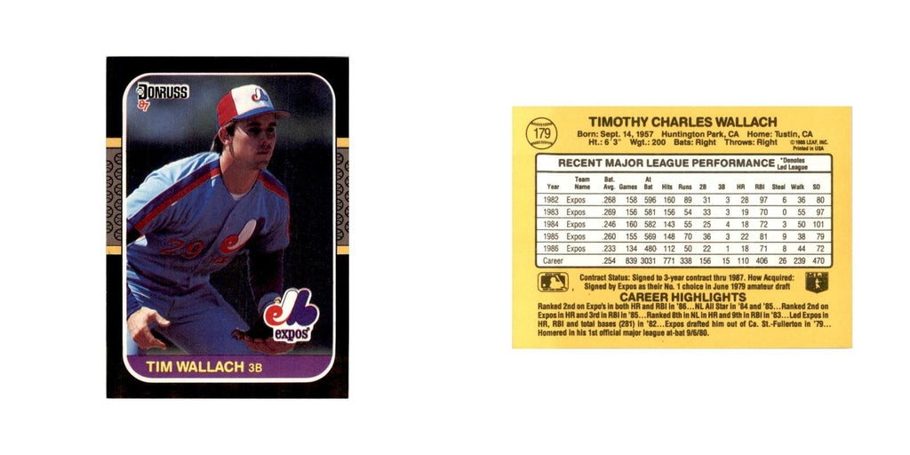 1987 Donruss Tim Wallach Baseball Cards #179