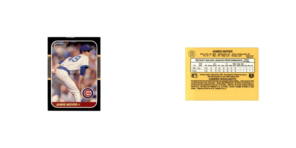 1987 Donruss Jamie Moyer Baseball Cards #315