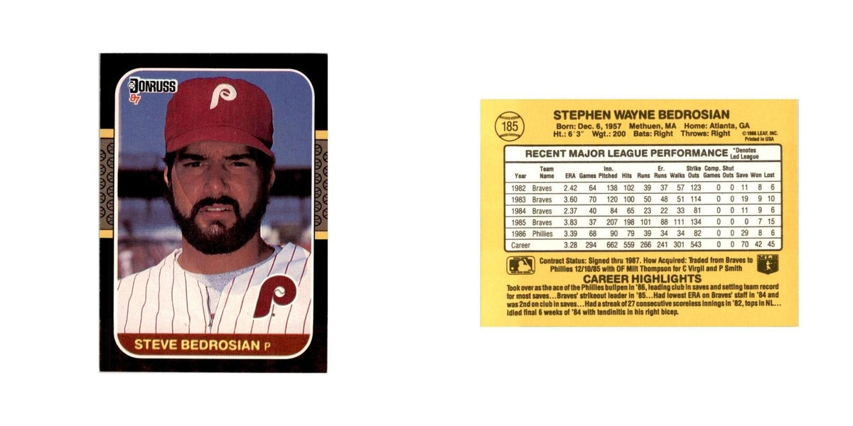 1987 Donruss Steve Bedrosian Baseball Cards #185