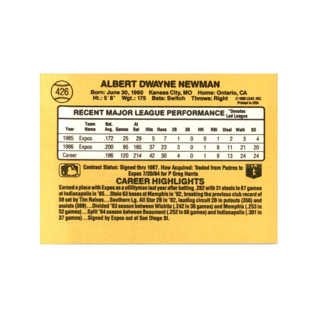 1987 Donruss Al Newman Baseball Cards #426