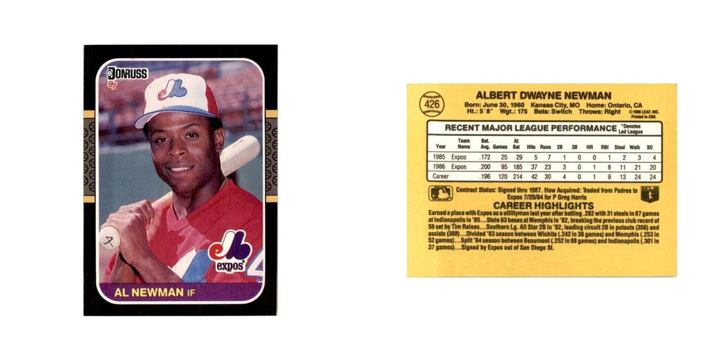 1987 Donruss Al Newman Baseball Cards #426