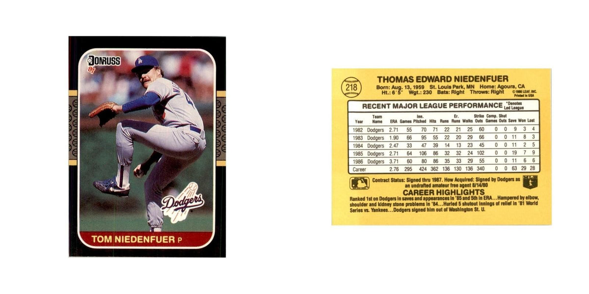 1987 Donruss Tom Niedenfuer Baseball Cards #218