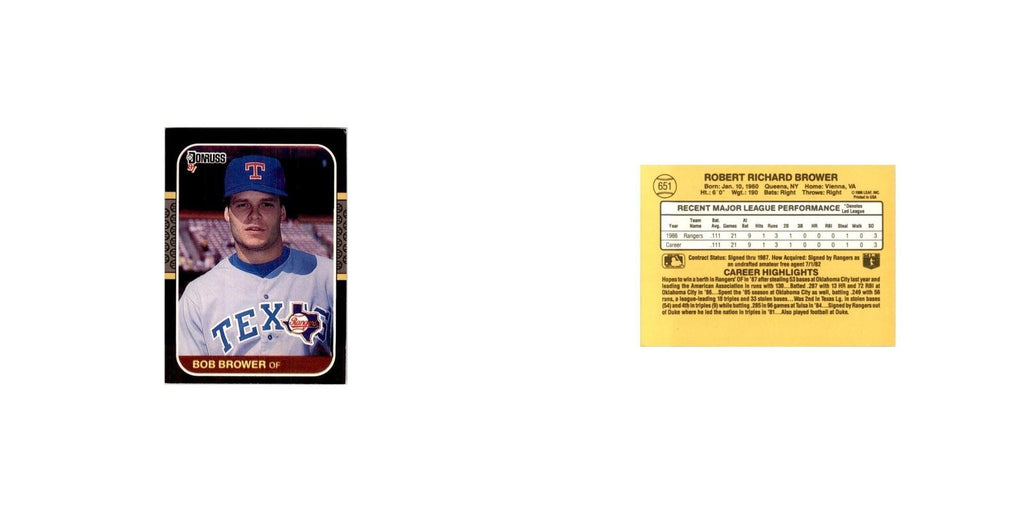 1987 Donruss Bob Brower Baseball Cards #651