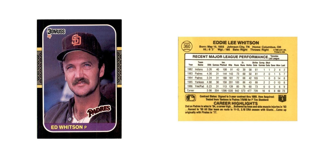1987 Donruss Ed Whitson Baseball Cards #360