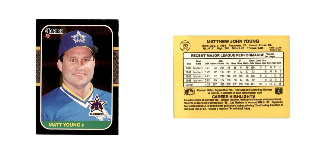 1987 Donruss Matt Young Baseball Cards #193