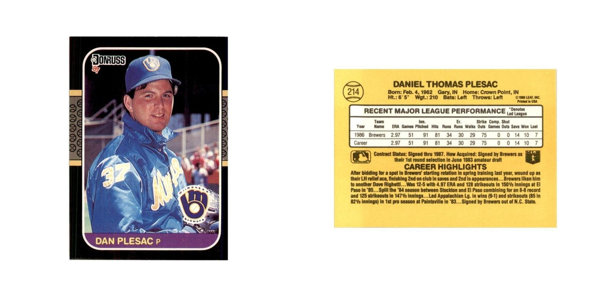 1987 Donruss Dan Plesac Baseball Cards #214