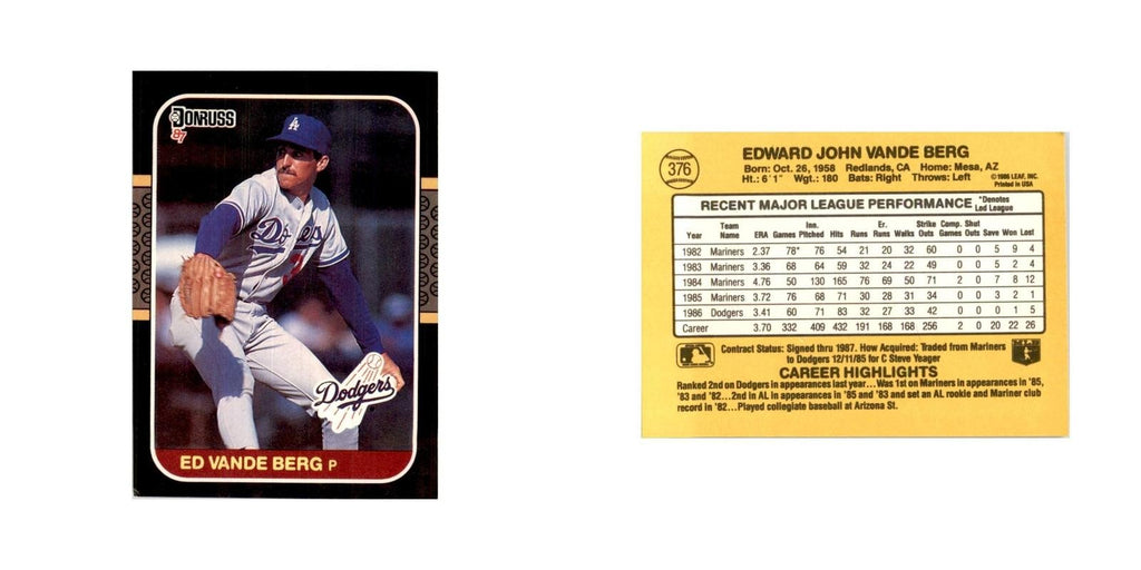 1987 Donruss Ed Vande Berg Baseball Cards #376