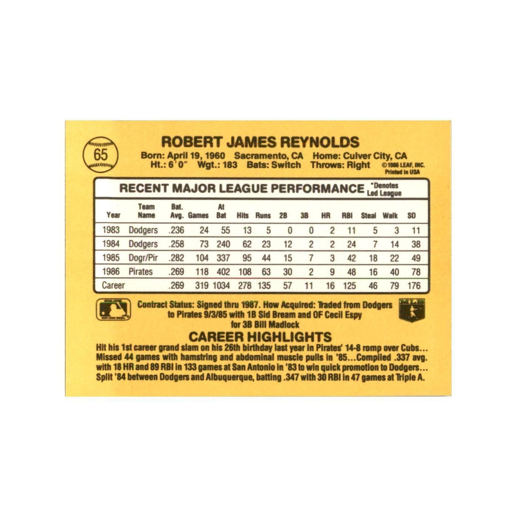 1987 Donruss R.J. Reynolds Baseball Cards #65
