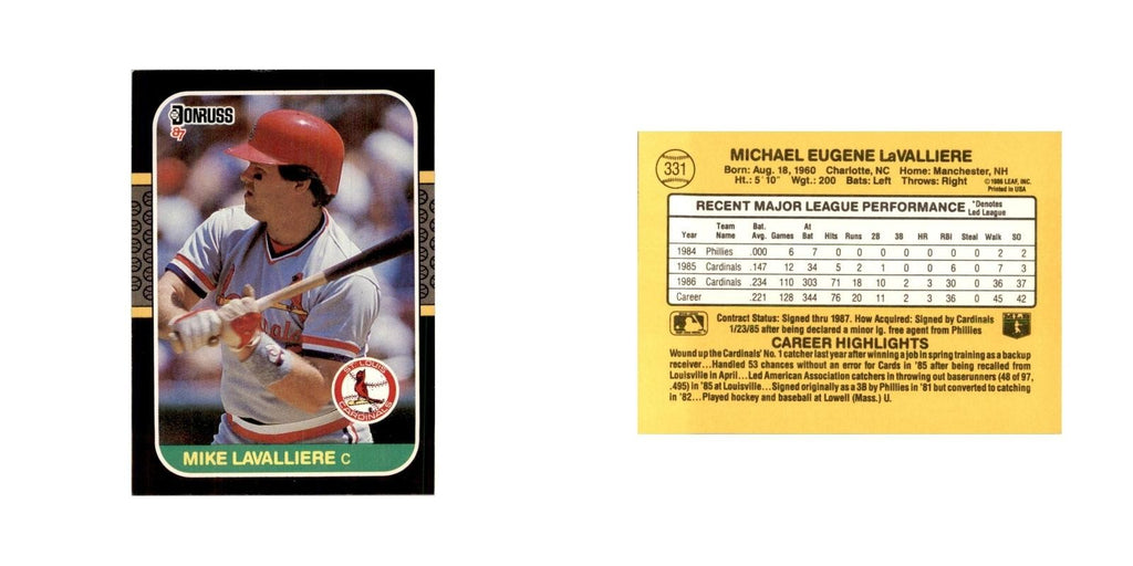 1987 Donruss Mike LaValliere Baseball Cards #331