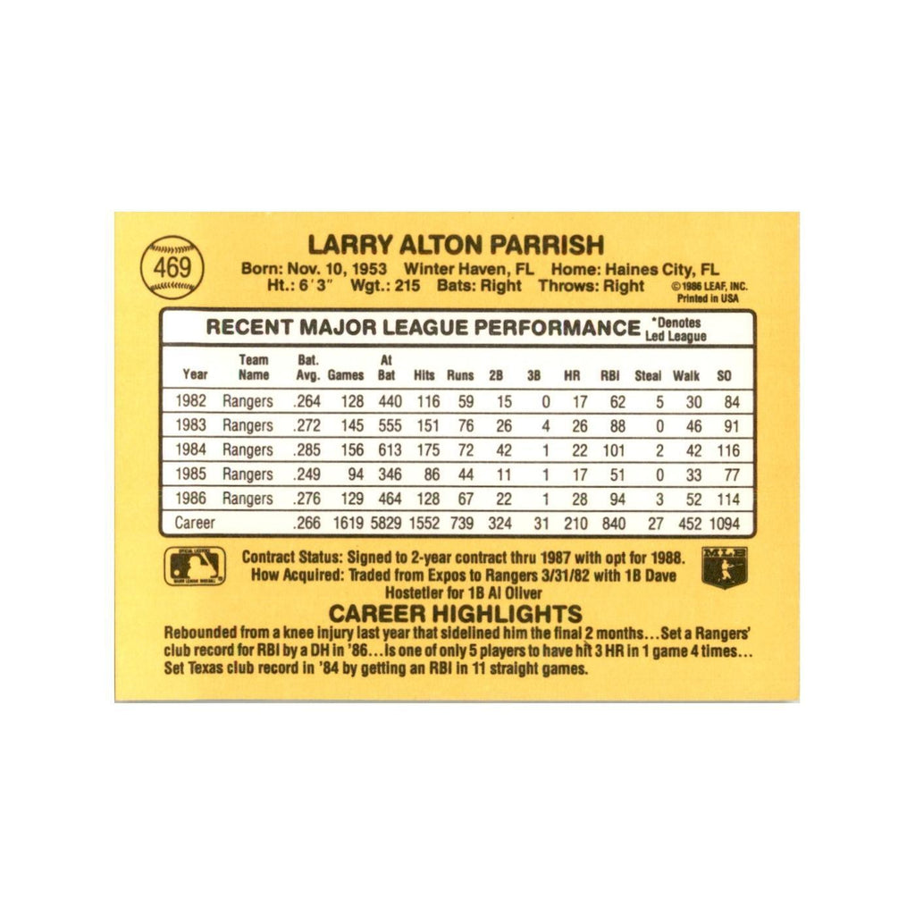 1987 Donruss Larry Parrish Baseball Cards #469