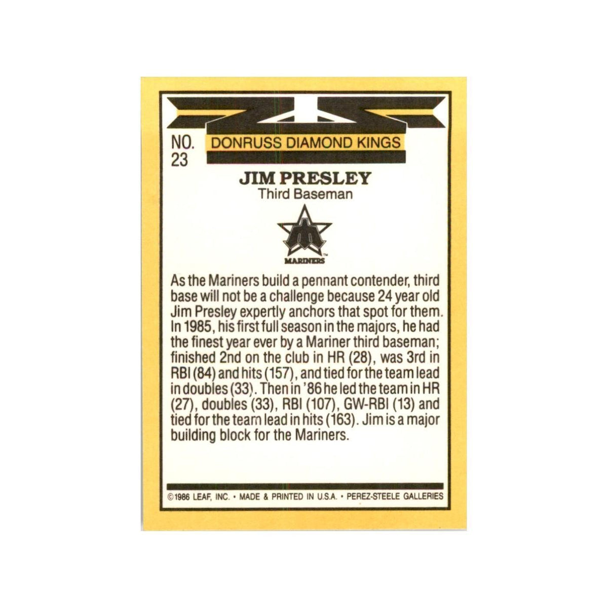 1987 Donruss Jim Presley Baseball Cards #23
