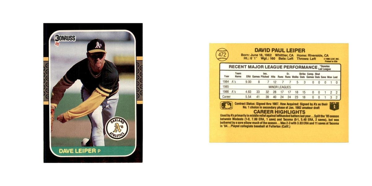 1987 Donruss Dave Leiper Baseball Cards #472