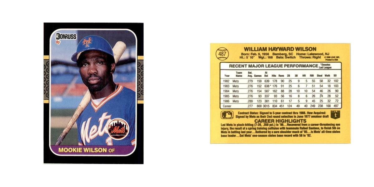 1987 Donruss Mookie Wilson Baseball Cards #487