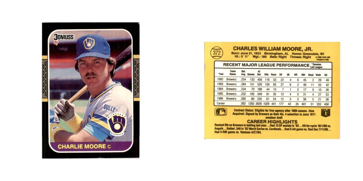 1987 Donruss Charlie Moore Baseball Cards #372