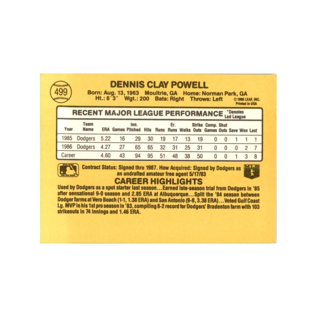 1987 Donruss Dennis Powell Baseball Cards #499