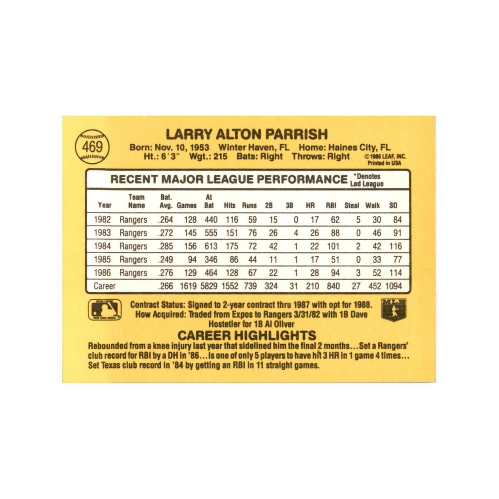 1987 Donruss Larry Parrish Baseball Cards #469