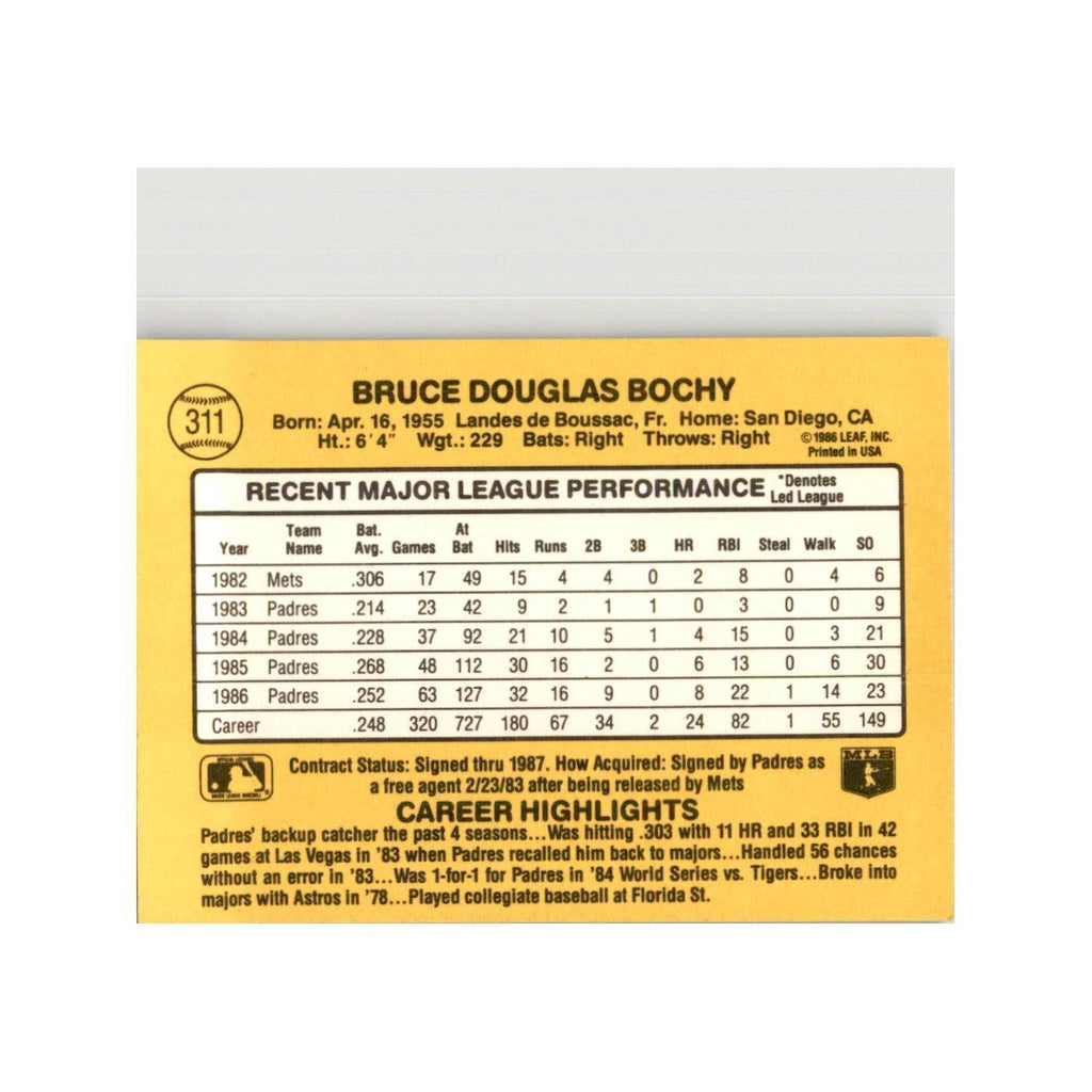 1987 Donruss Bruce Bochy Baseball Cards #311