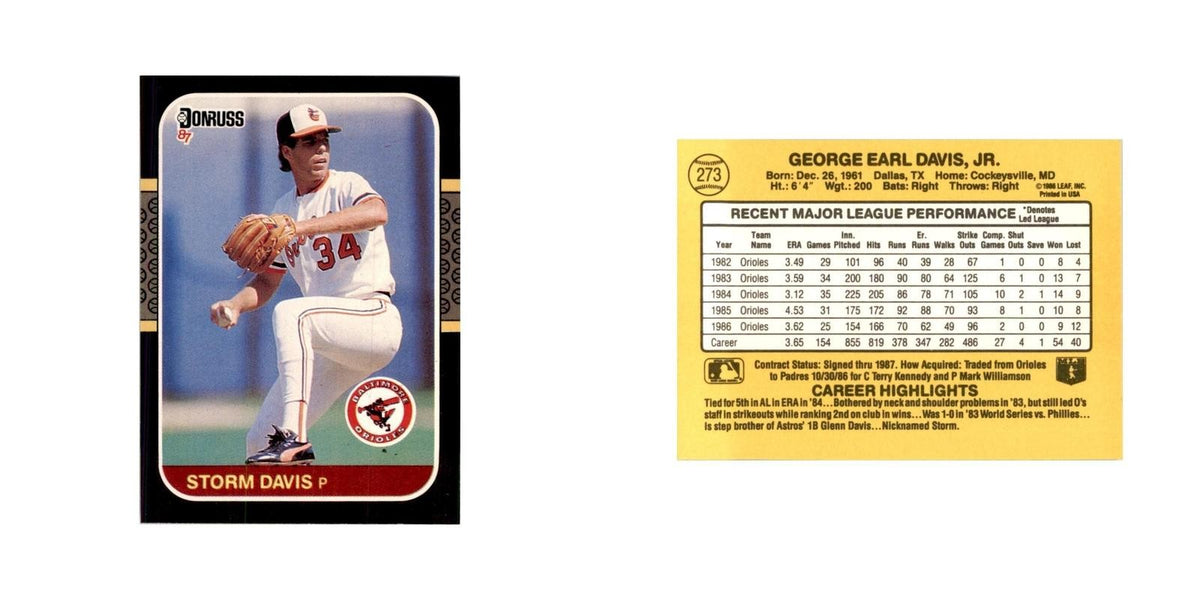 1987 Donruss Storm Davis Baseball Cards #273