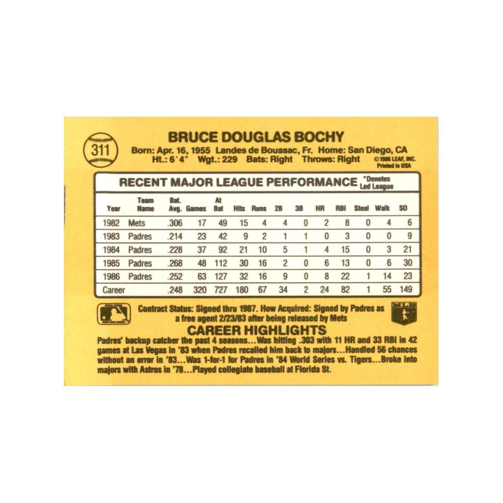 1987 Donruss Bruce Bochy Baseball Cards #311