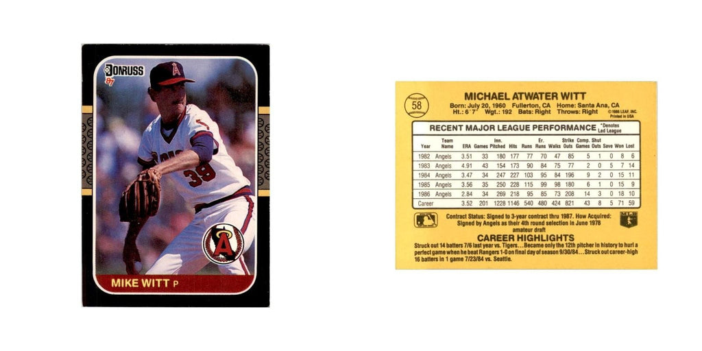 1987 Donruss Mike Witt Baseball Cards #58
