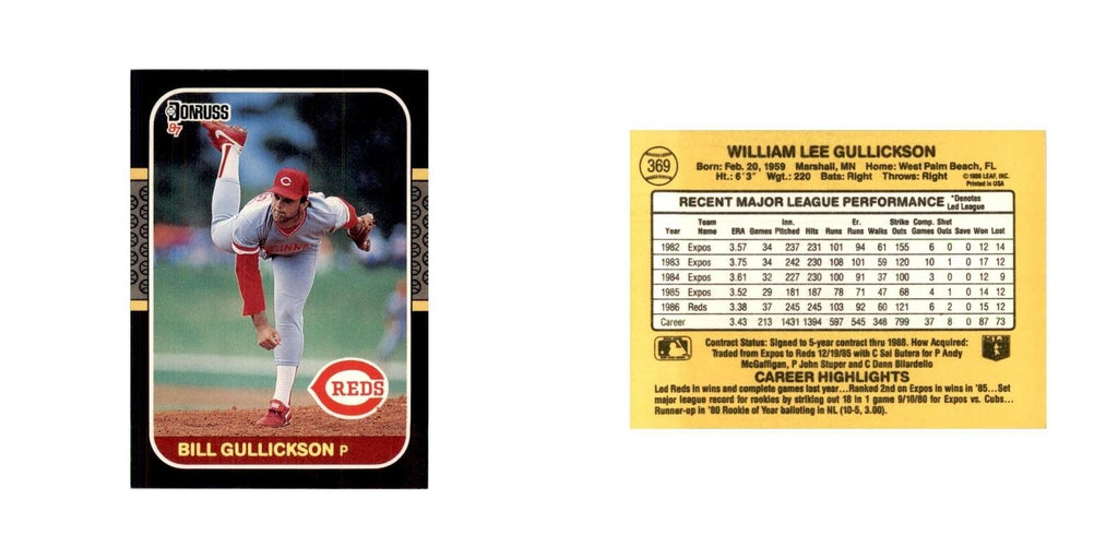 1987 Donruss Bill Gullickson Baseball Cards #369