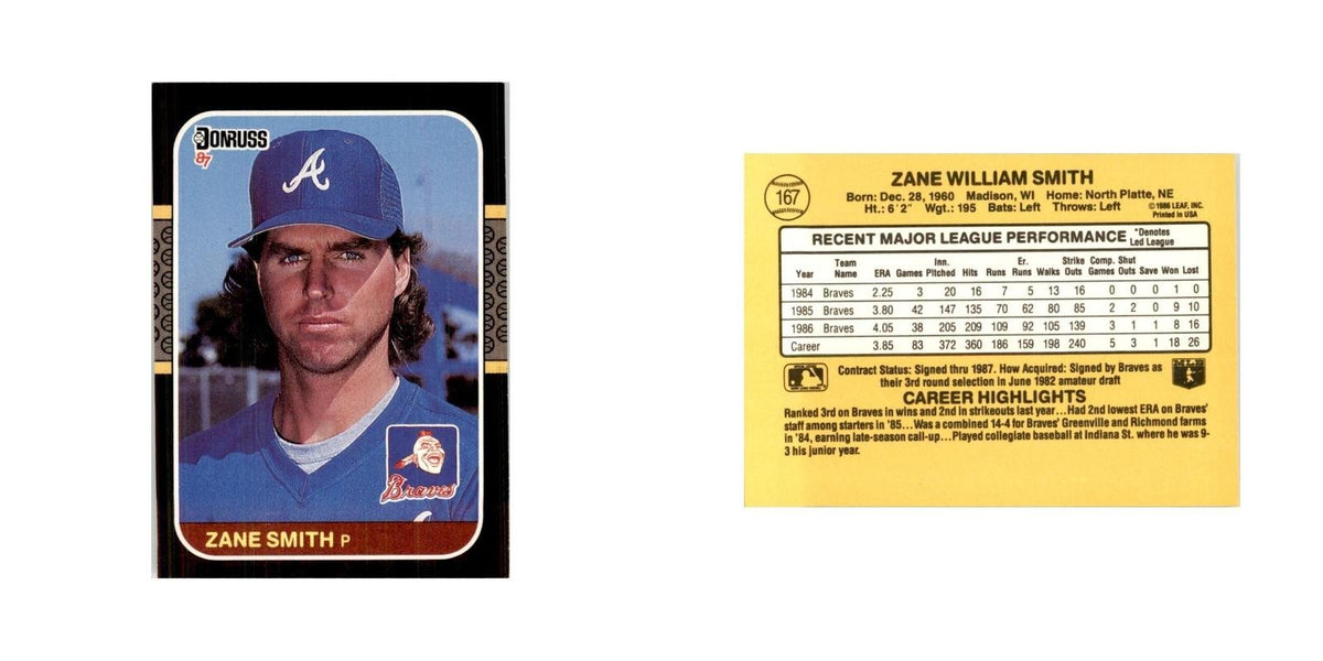 1987 Donruss Zane Smith Baseball Cards #167