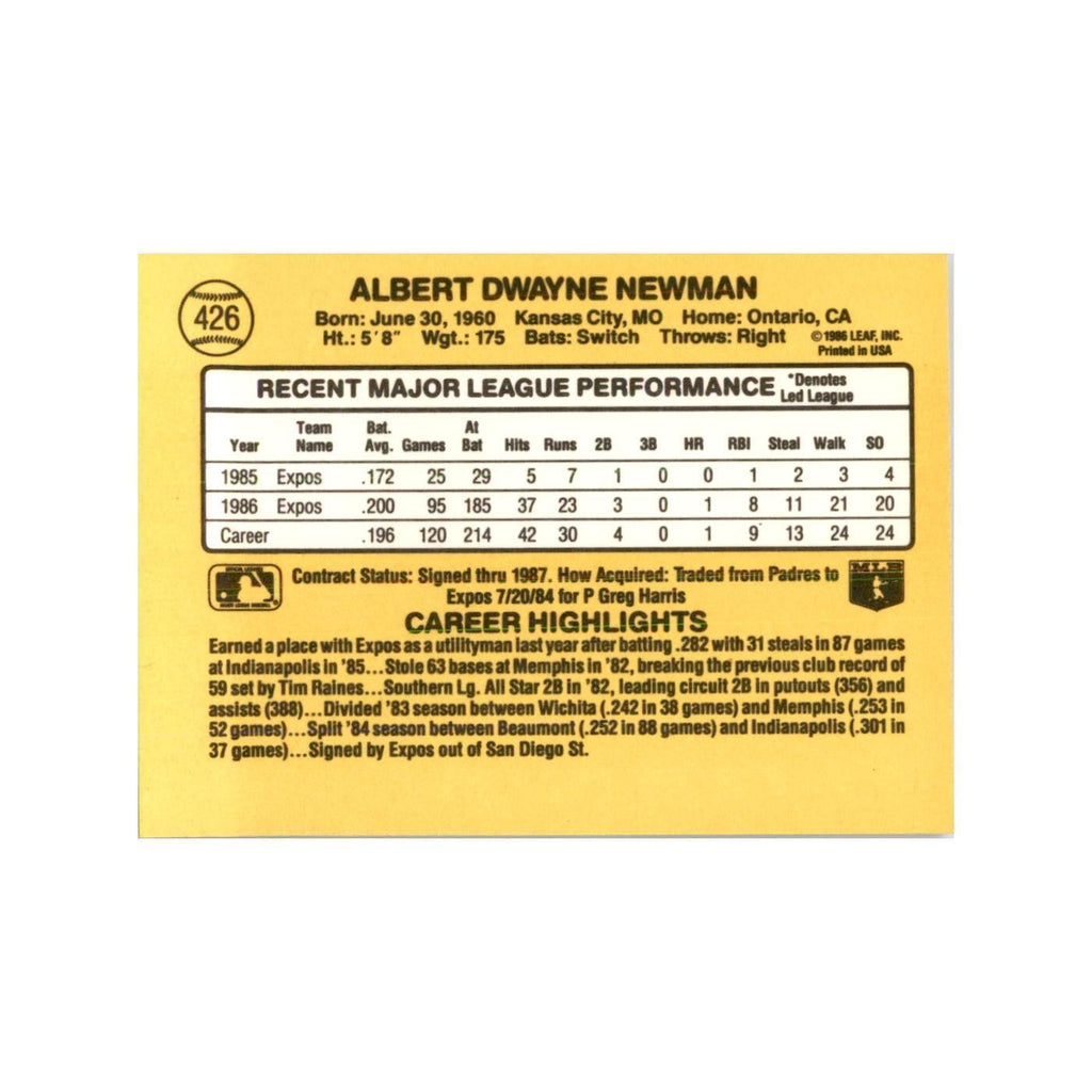 1987 Donruss Al Newman Baseball Cards #426