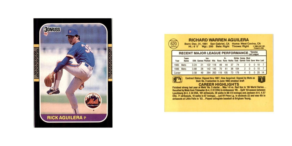 1987 Donruss Rick Aguilera Baseball Cards #620