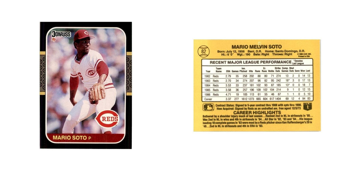 1987 Donruss Mario Soto Baseball Cards #82