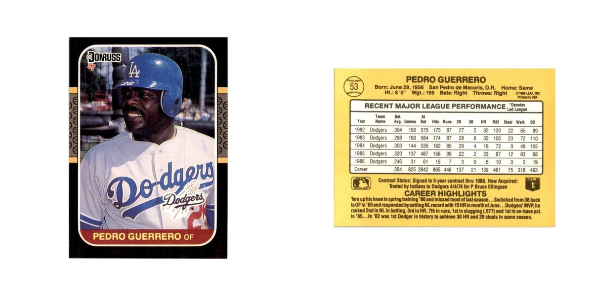 1987 Donruss Pedro Guerrero Baseball Cards #53