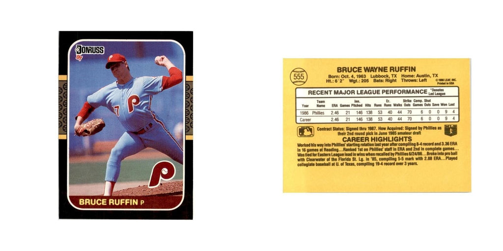1987 Donruss Bruce Ruffin Baseball Cards #555