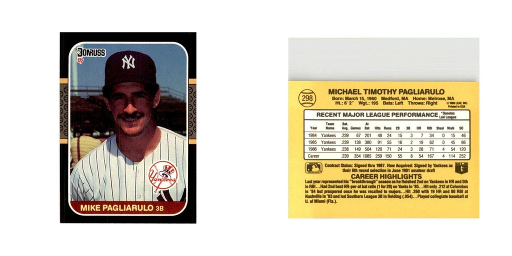 1987 Donruss Mike Pagliarulo Baseball Cards #298