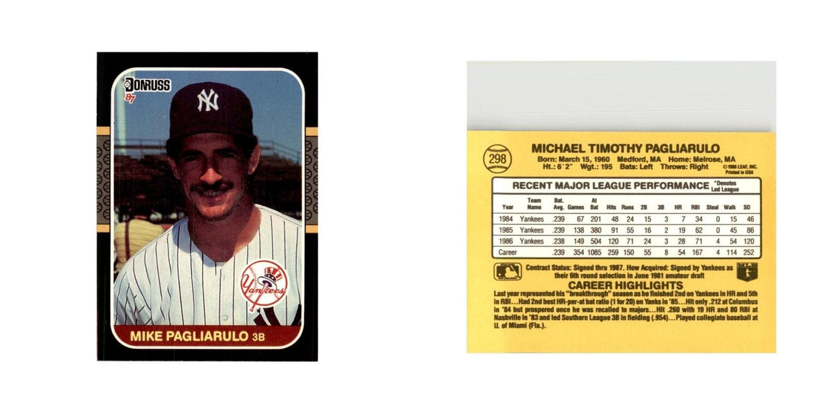1987 Donruss Mike Pagliarulo Baseball Cards #298
