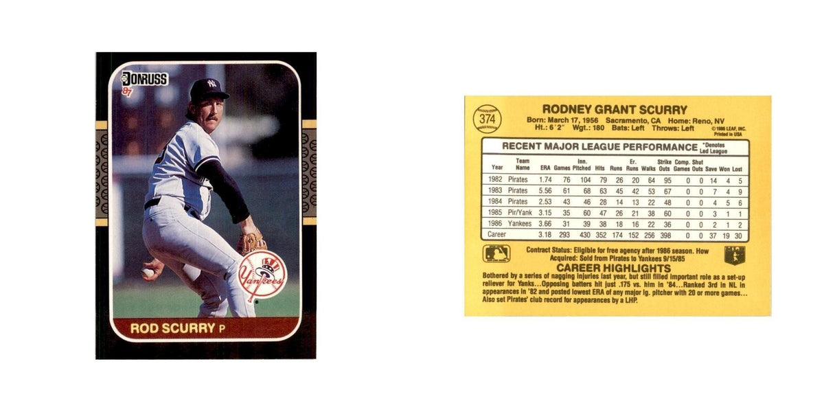 1987 Donruss Rod Scurry Baseball Cards #374