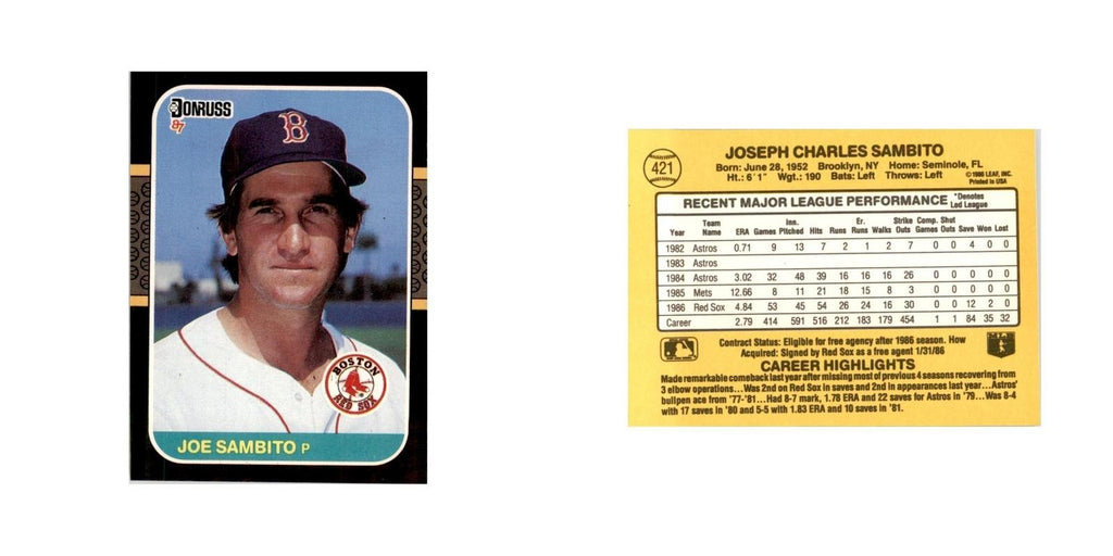 1987 Donruss Joe Sambito Baseball Cards #421