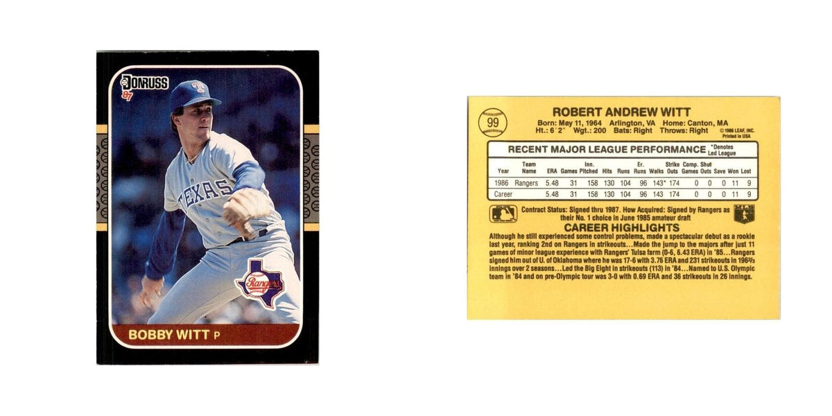 1987 Donruss Bobby Witt Baseball Cards #99