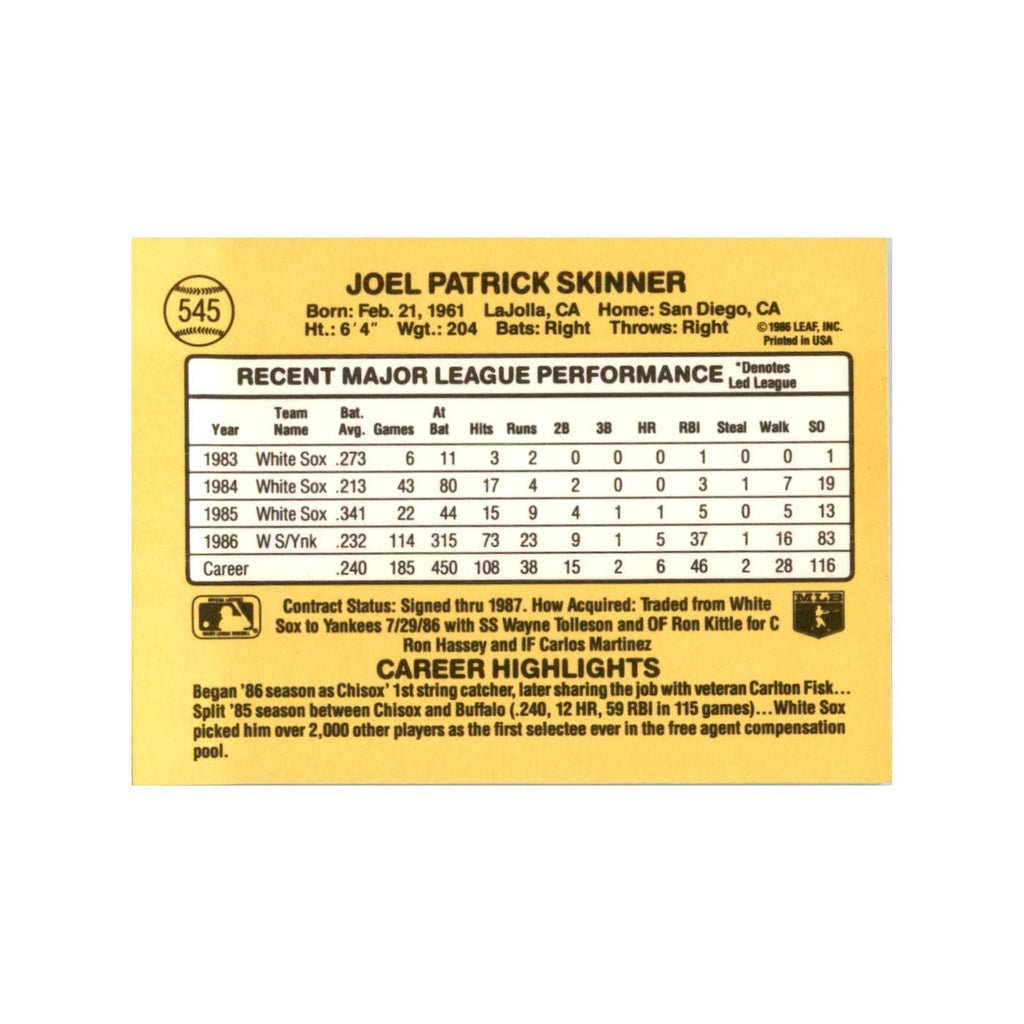 1987 Donruss Joel Skinner Baseball Cards #545
