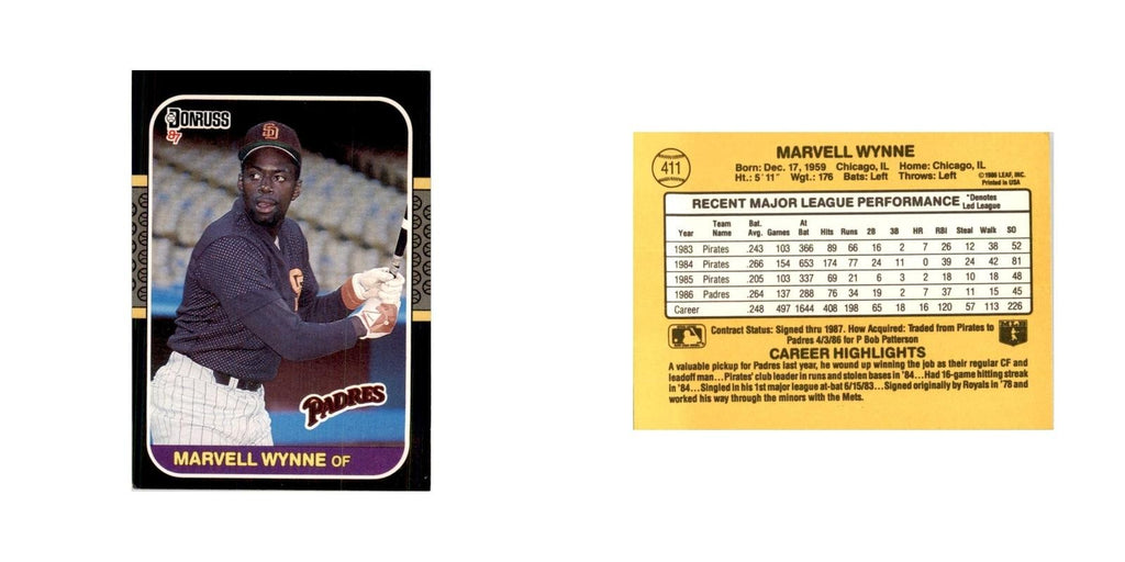 1987 Donruss Marvell Wynne Baseball Cards #411