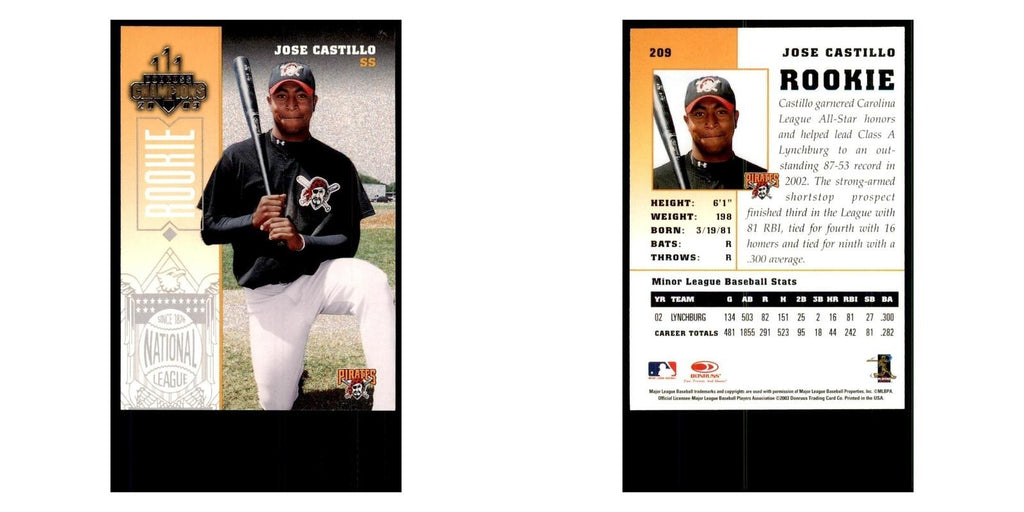 2003 Donruss Champions Jose Castillo Baseball Cards #209