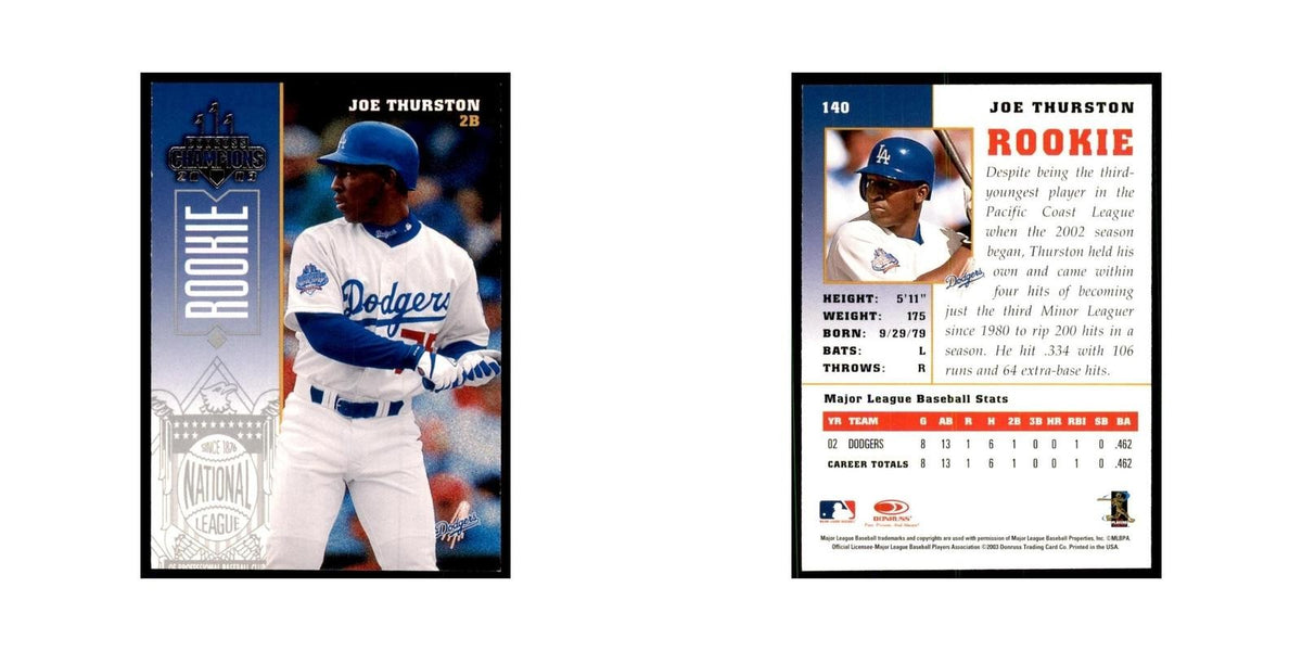 2003 Donruss Champions Joe Thurston Baseball Cards #140
