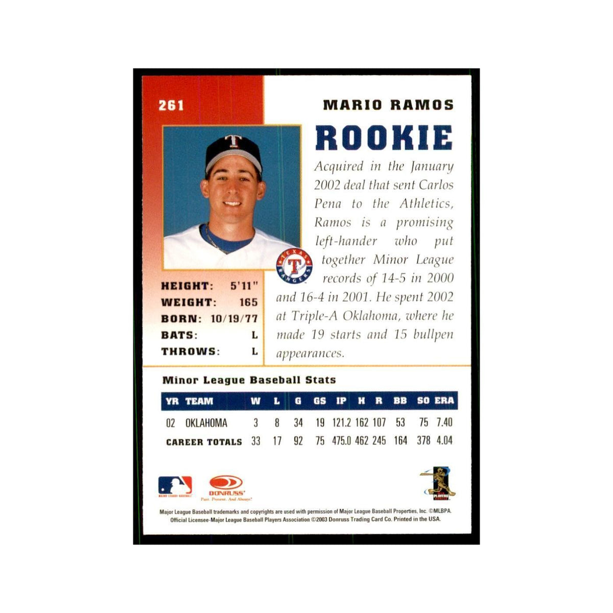 2003 Donruss Champions Mario Ramos Baseball Cards #261